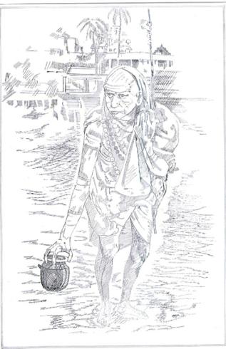 Pen and ink drawing by gk kaushik