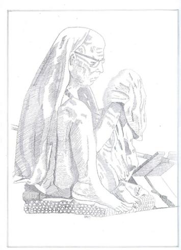 Pen and ink drawing by gk kaushik