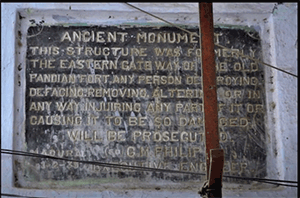 Slab proclaiming Eastern Gate of Pandiya period fort known as Vitta vasal, Madurai